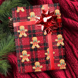 Tartan Red Black Gingerbread Snowfall Christmas Wrapping Paper<br><div class="desc">Tartan Red Black Cute Gingerbread Snowfall Christmas Wrapping Paper.</div>