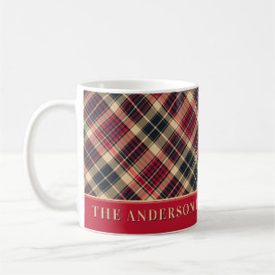 Tartan Red Black Plaid Custom Family Monogram Coffee Mug