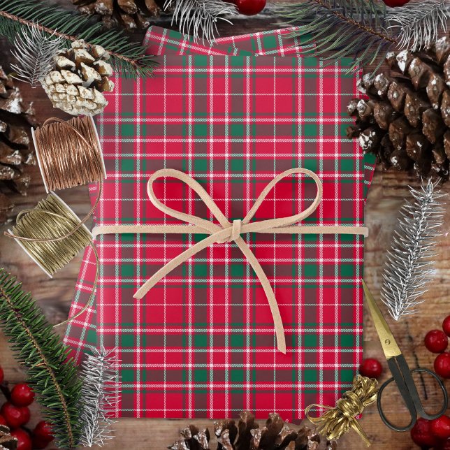 Tartan - Red Green and White Wrapping Paper Sheet (Tartan - Red Green and WhiteWrapping Paper Sheets by Leapfroglisics Shop)