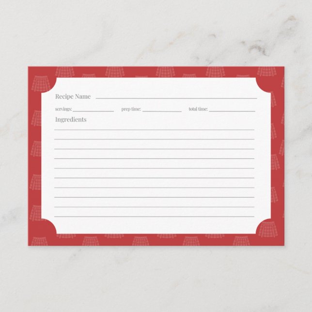 Tartan Red Recipe Card (Front)