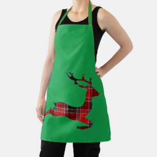Tartan reindeer Christmas baking Apron