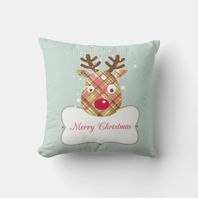 Tartan Reindeer Cushion (Front)