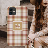 Tartan - Rustic Brown and Cement White Phone Case