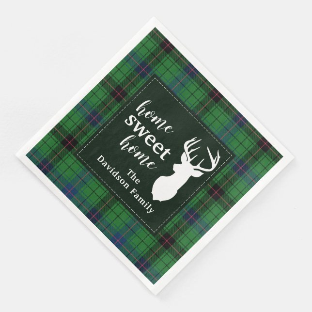 Tartan Rustic Retro Davidson Plaid Holiday Napkin (Corner)