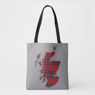 Tartan Scotland Map Tote Bag