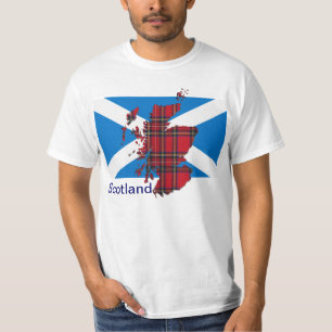 Tartan Scotland Saltire Map T-Shirt