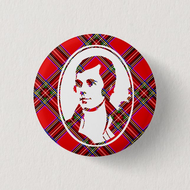 Tartan Scotland's Bard Robbie Burns 3 Cm Round Badge (Front)