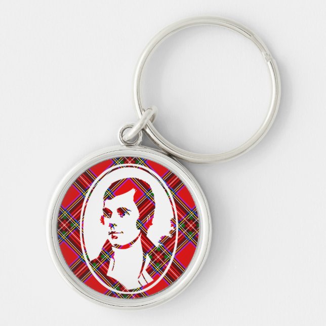 Tartan Scotland's Bard Robbie Burns Key Ring (Front)