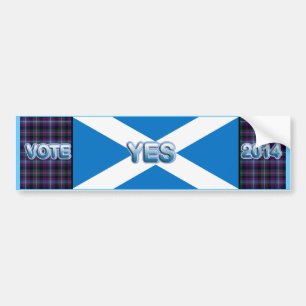 Tartan Scottish Independence Yes 2014 Flag Bumper Sticker