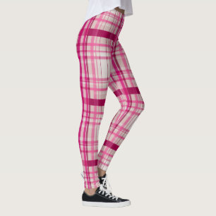 Tartan scottish pink white Plaid Classic Blue  Leggings