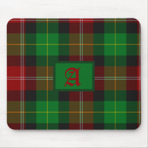 Tartan Scottish Plaid Red & Green Monogram Mouse Pad