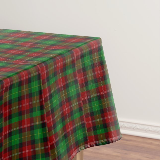 Tartan Scottish Plaid Red Green Rectangle Tablecloth (In Situ)