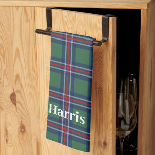 Tartan squares pattern personalized tea towel