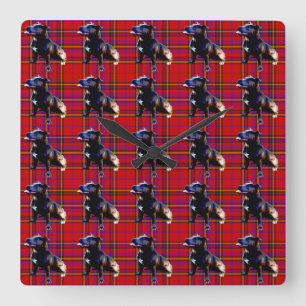 Tartan Staffordshire Bull Terrier, Wall Clock