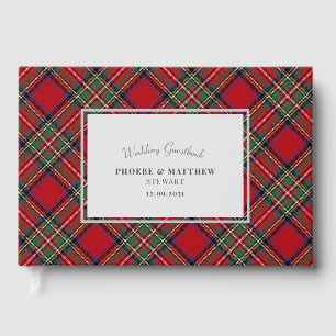 Tartan Stewart Green Red Wedding Guest Book
