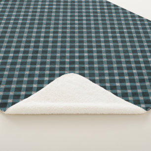 Tartan style in grey cyano and light carved relief sherpa blanket