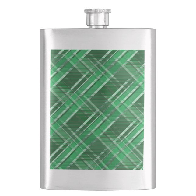 Tartan Swahili Green Plaid Pattern-88675 Hip Flask (Front)