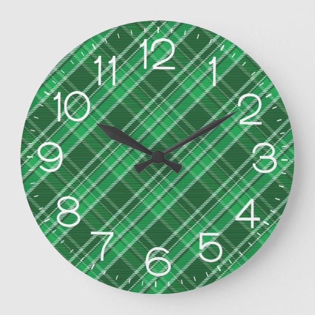 Tartan Swahili Green Plaid Pattern-88675 Large Clock (Front)