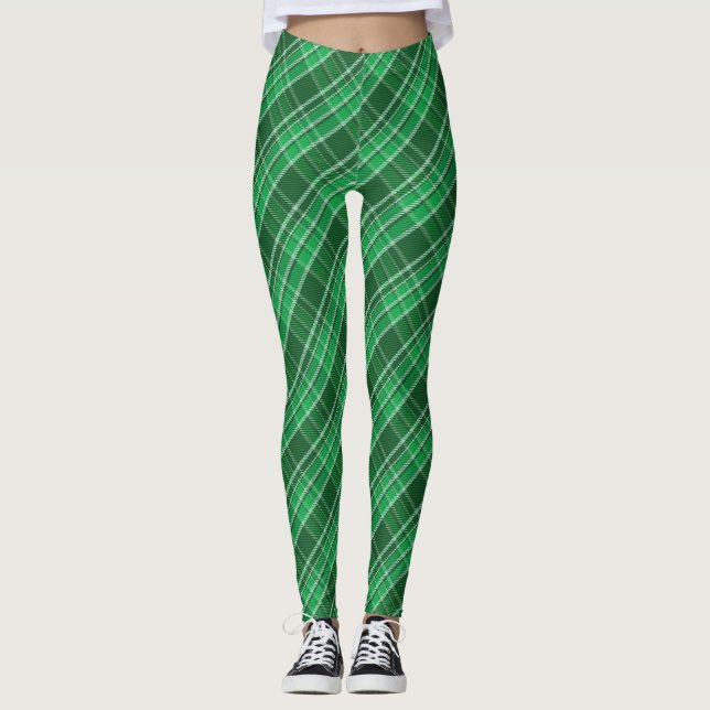 Tartan Swahili Green Plaid Pattern-88675 Leggings (Front)