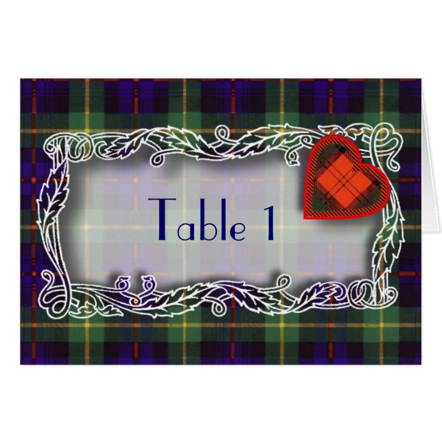Tartan Table number card - Farquarson (Front Horizontal)