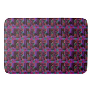 "Tartan Tails: The Playful Purple Kitten" Bath Mat
