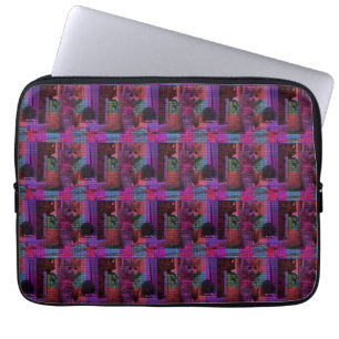 "Tartan Tails: The Playful Purple Kitten" Laptop Sleeve