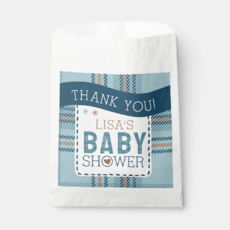Tartan Teddy Bear, Baby Boy Shower Customizable Favour Bag