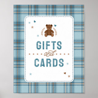 Tartan Teddy Bear, Baby Boy Shower Gifts and Cards Poster