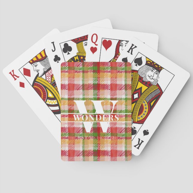 Tartan Texture Monogrammed Playing Cards (Back)