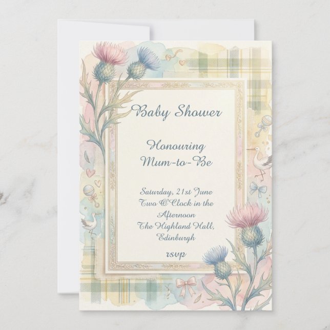 Tartan Thistle Baby Shower Invitation (Front)