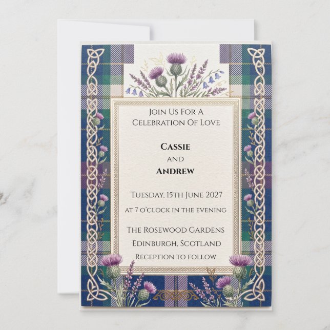 Tartan Thistle Wedding Invitation (Front)