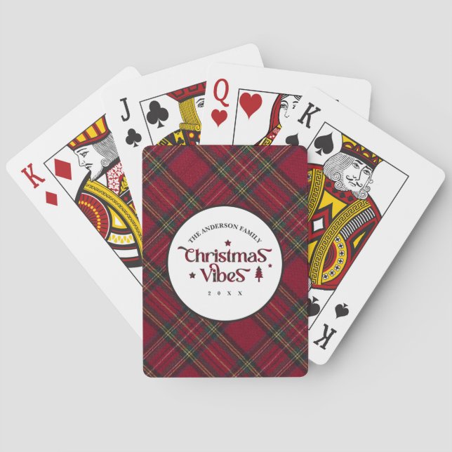 Tartan Treasures: Retro Christmas Vibes Playing Cards (Back)