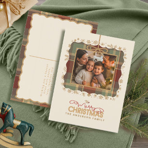 Tartan Trim Christmas One Photo Template ID1141A