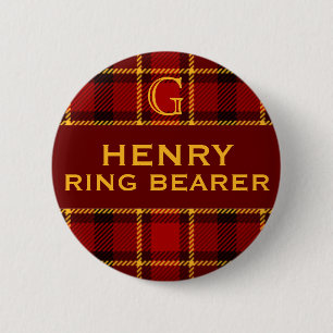 Tartan Wedding Party Ring Bearer 6 Cm Round Badge
