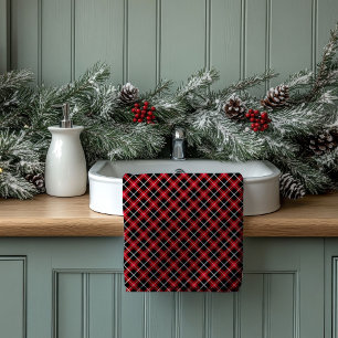 Tartan Welcome Towels Red Black Gift for Nesting
