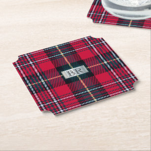 Tartan with (or without) your Initials Paper Coaster