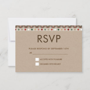 Tarton and Dots Autumn Brown RSVP Card