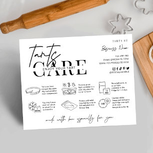Tarts Care Instructions Minimalist Logo Bakery Thank You Card