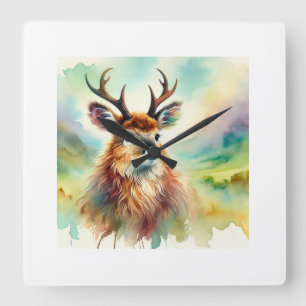 Taruca in Nature 250924AREF119 - Watercolor Square Wall Clock