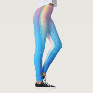 “Tarvask”  Wide Pink and Blue Landscape Seascape Leggings
