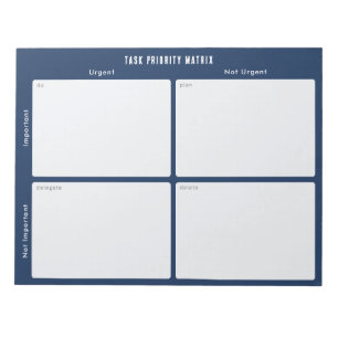 Task Priority and planner Matrix (dark blue) Notepad