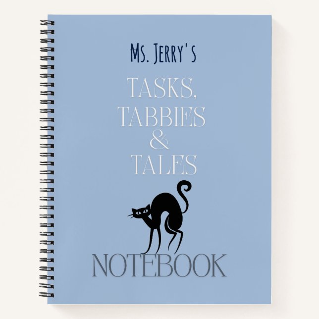 Tasks, Tabbies & Tales Custom Name Notebook (Front)