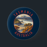 Tasmania Australia Retro Distressed Circle 6 Cm Round Badge<br><div class="desc">Tasmania retro vector travel design. Tasmania is an island state of Australia,  located 240 kilometres south of the Australian mainland,  separated by the Bass Strait.</div>