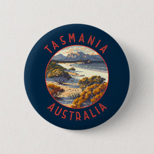 Tasmania Australia Retro Distressed Circle 6 Cm Round Badge