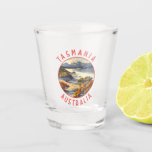 Tasmania Australia Retro Distressed Circle Shot Glass<br><div class="desc">Tasmania retro vector travel design. Tasmania is an island state of Australia,  located 240 kilometres south of the Australian mainland,  separated by the Bass Strait.</div>