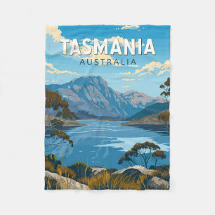 Tasmania Australia Travel Art Vintage Fleece Blanket