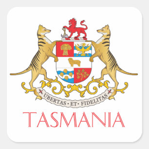 Tasmania coat of arms square sticker