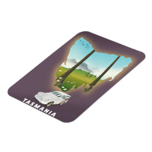 Tasmania illustrated map travel poster. magnet