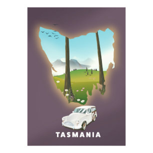 Tasmania illustrated map travel poster. photo print