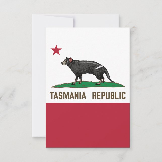 Tasmania Republic Tasmanian devil Flag Thank You Card (Front)